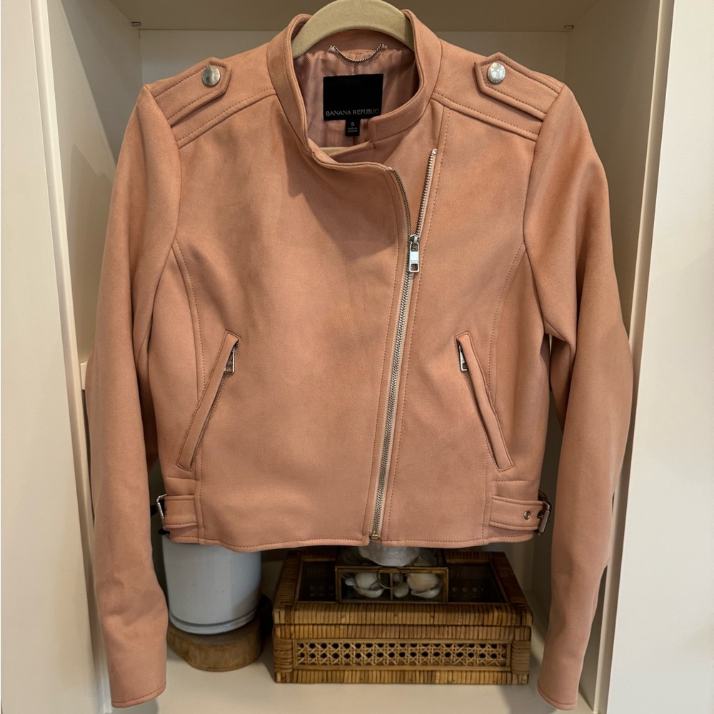 Like New Banana Republic Faux Suede Moto Jacket Sz Sm